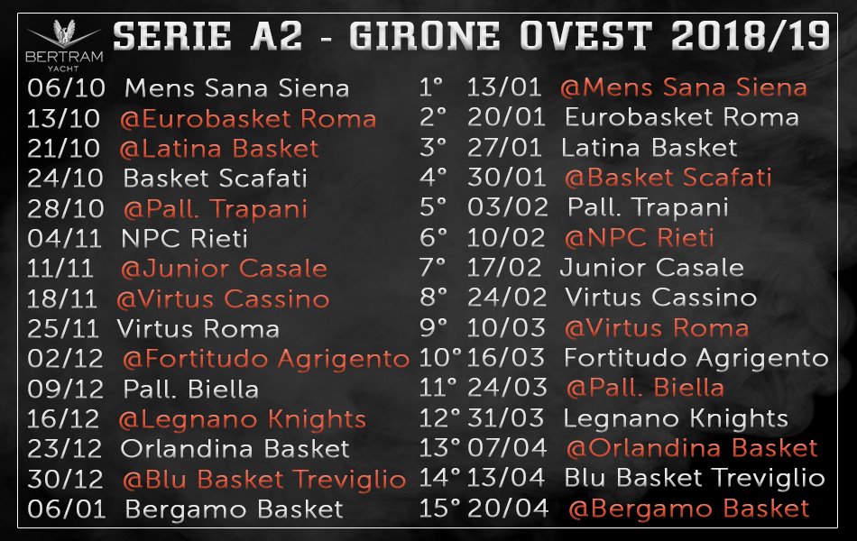 Calendario nuovo stagione 18-19