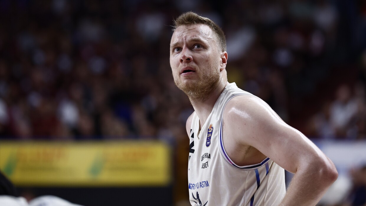 Arturs Strautins in Gara 5 con la Reyer Venezia.
